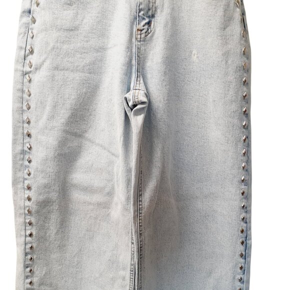 Blue b. Womens Jeans Medium Light Blue Wide Leg Cotton Blend Embedded Studded - Picture 5 of 10
